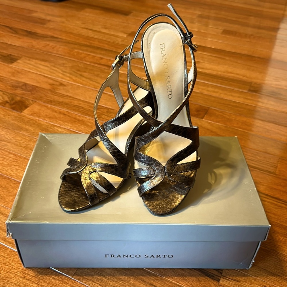 Franco Sarto Wedge Heel Pewter Sandals